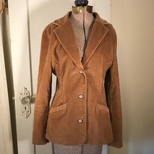 L.L. Bean corduroy blazer jacket tan beige sz 10